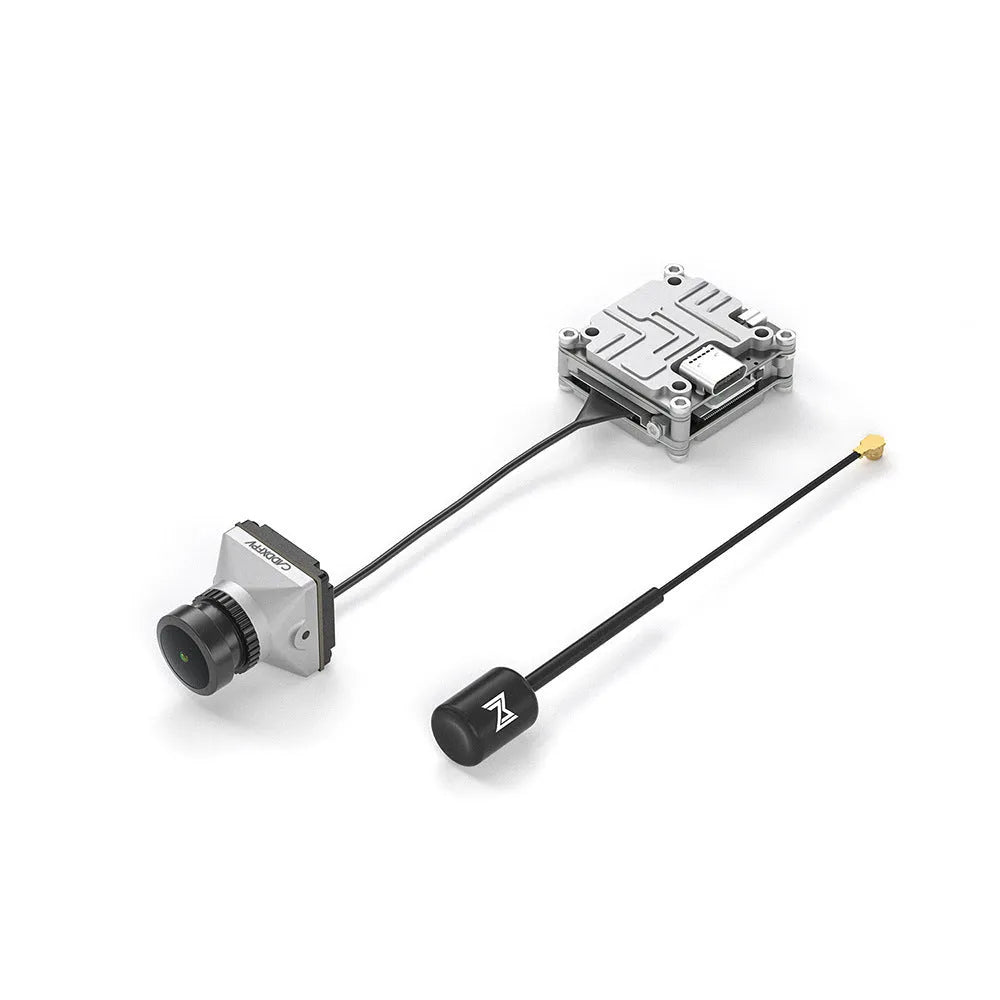 Caddx ADAPTS DJI FPV digital image transmission machine in silver colour with Polar Vista kit and mounting components