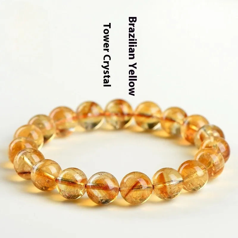 Natural yellow citrine bead bracelet showing single-circle and three-circle design options.
