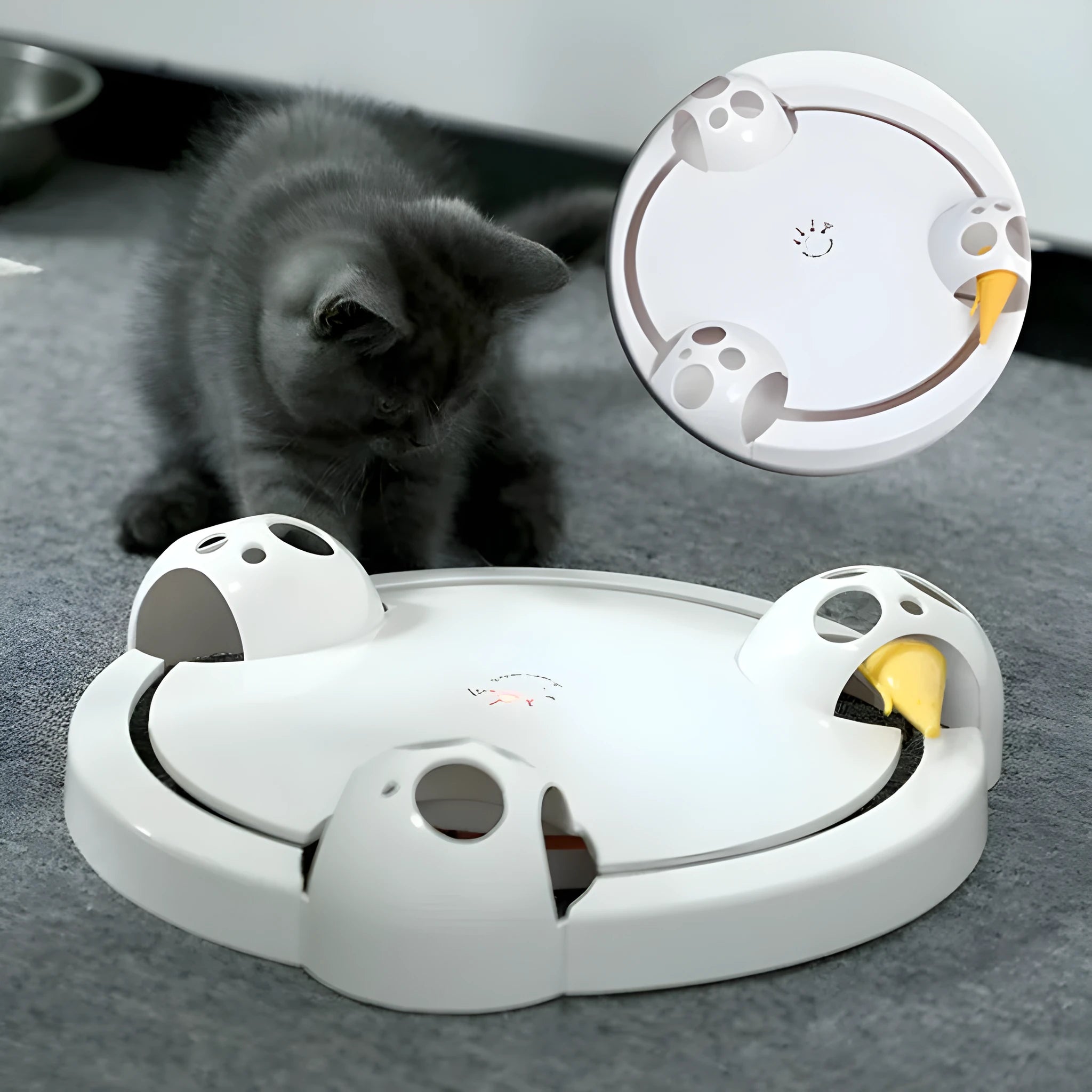 Electric cat toy wheel white automatic turntable with mouse attachment