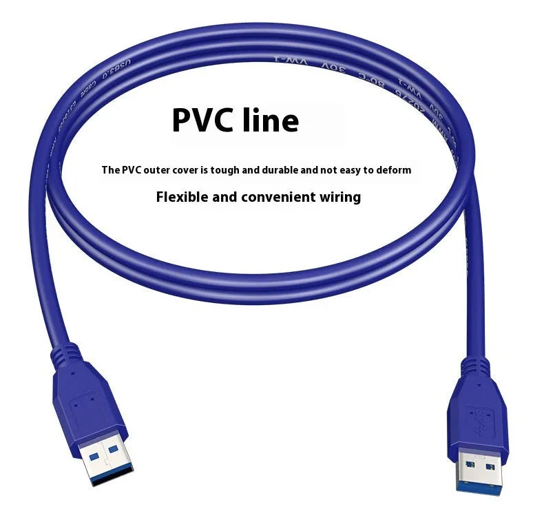 USB 3.0 Type-A male to male data cable for mobile hard disk boxes with nickel-plated connectors.