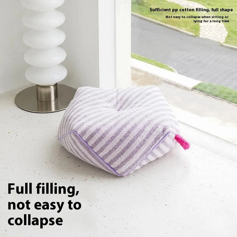 Striped soft velvet pet bed for dogs in orange, purple or yellow colours with removable cover