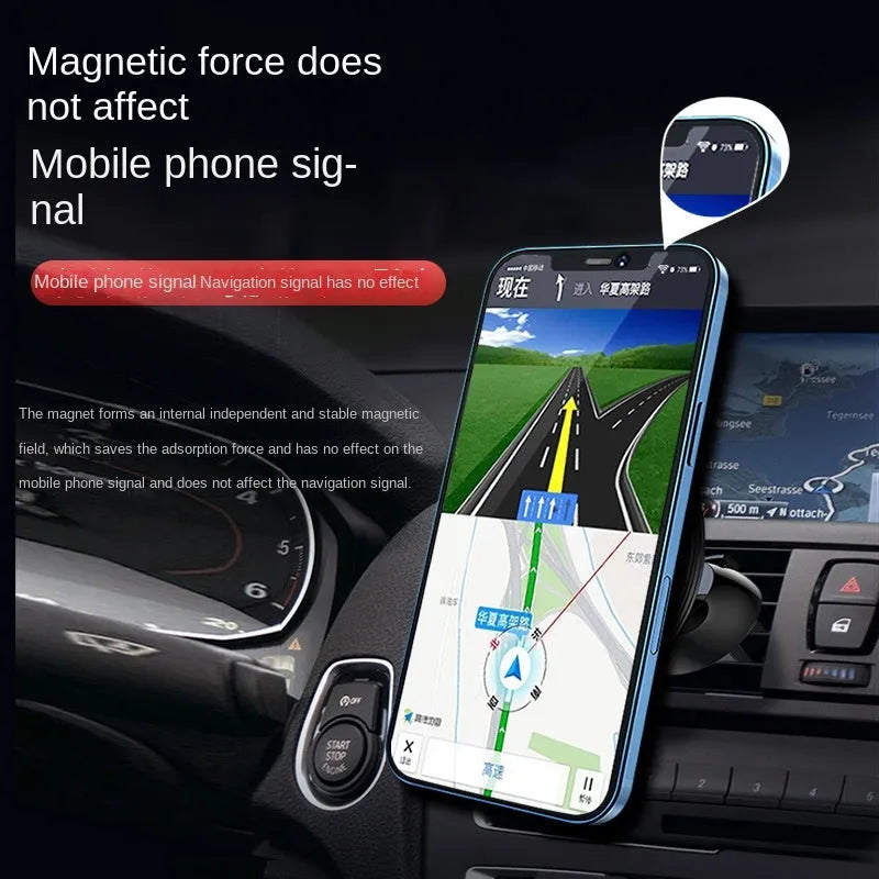 Black aluminium alloy magnetic car air vent phone holder with adjustable ball head