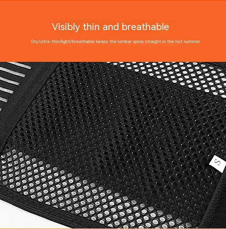 Black adult sports waist support belt with steel plate for lumbar decompression during fitness and running.