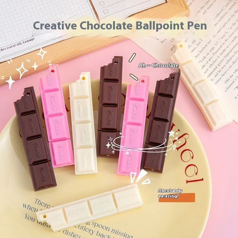 Chocolate ballpoint pen with cartoon food design and 0.5mm writing tip