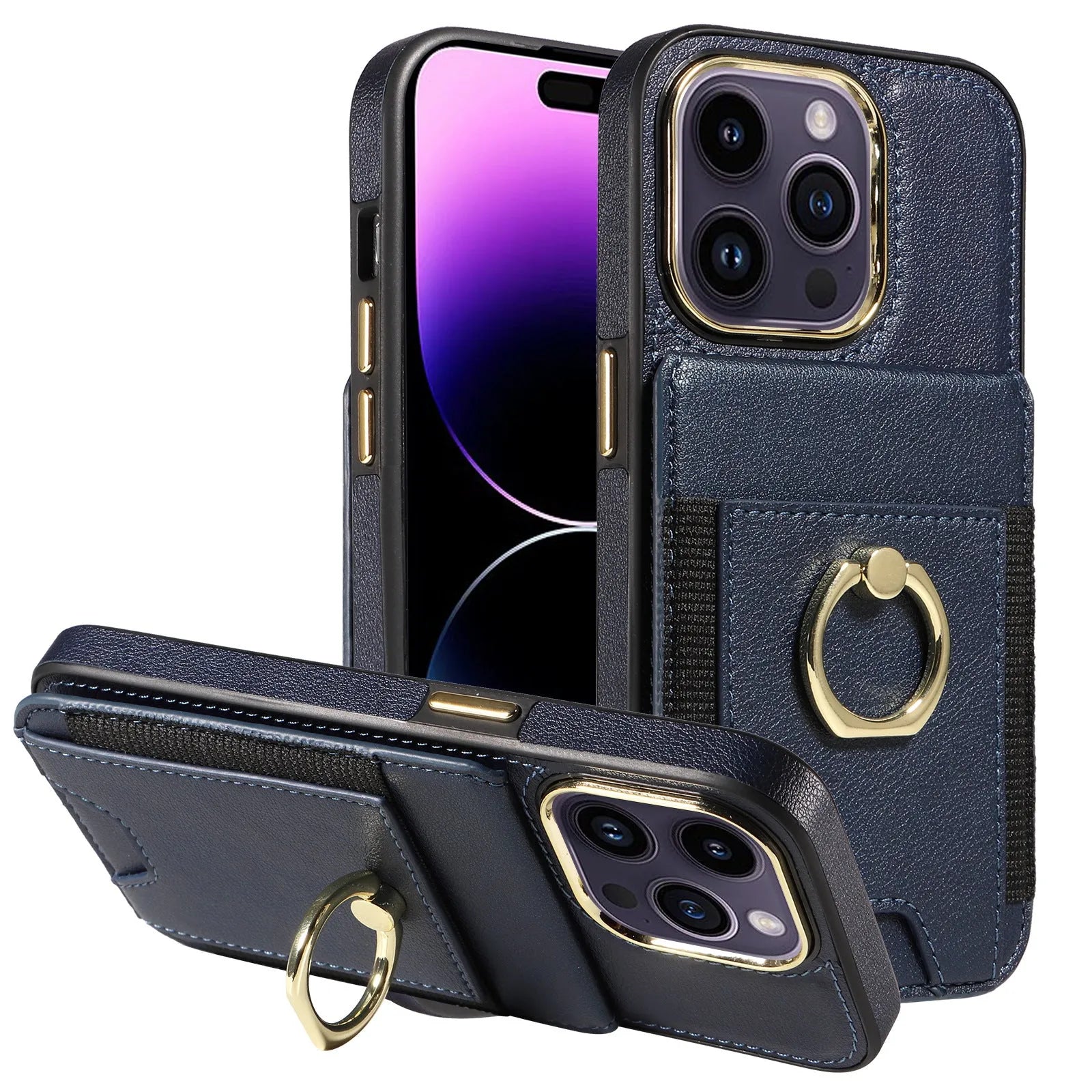 Imitation leather magnetic wallet phone case with card slot and kickstand for iPhone, colour options