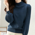 Slim fit half turtleneck shirt in sunken stripe pattern, shown in apricot colour.