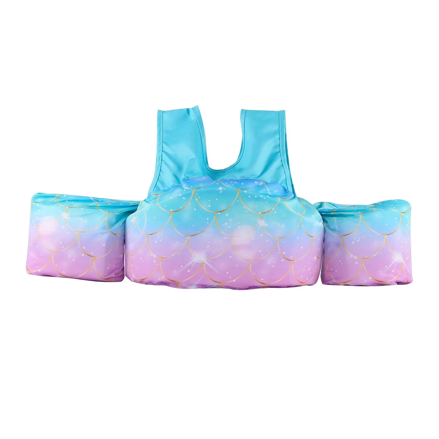 Children's swimsuit with extended arm swimming ring in colourful cartoon designs