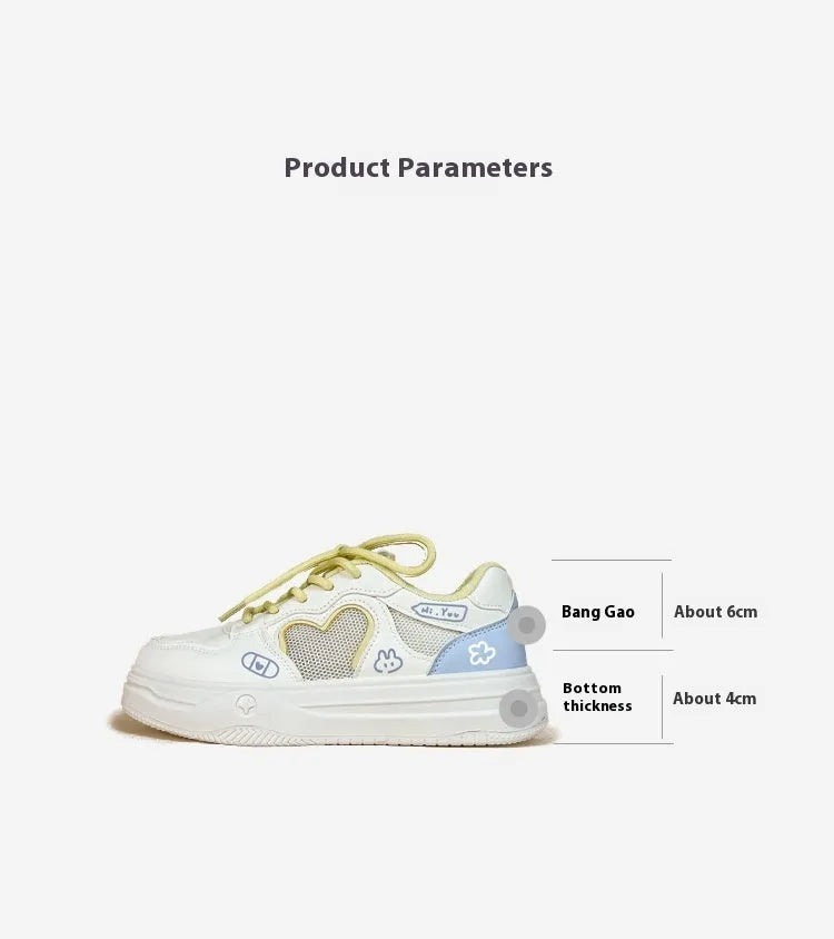 Korean style summer mesh sneakers in Meow Rabbit Sea Salt Cheese colour with cross-strap detailing