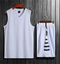 A white breathable sports vest for basketball and campus training on a mannequin.