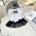 White polyester princess dress with waltz gauze skirt for small breed dogs
