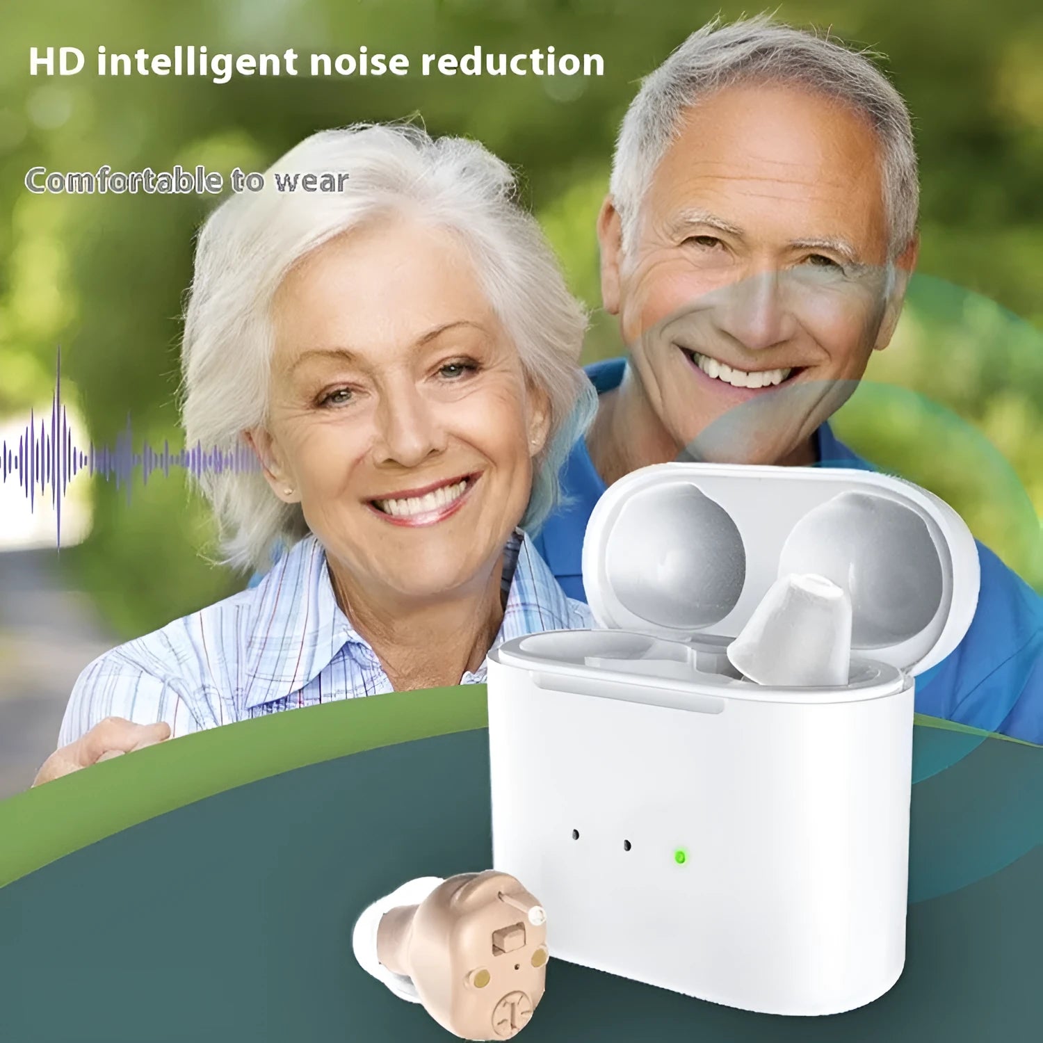 Invisible skin colour rechargeable hearing aid with USB port for in-ear use
