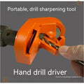Portable electric sander with orange and black grinding wheels for metal and wood polishing