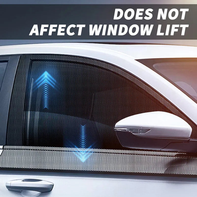 Set of four grey non-woven fabric mesh screens for car front and rear side windows