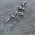 Hesheng antique silver geometric rhinestone pendant earrings with long drop design