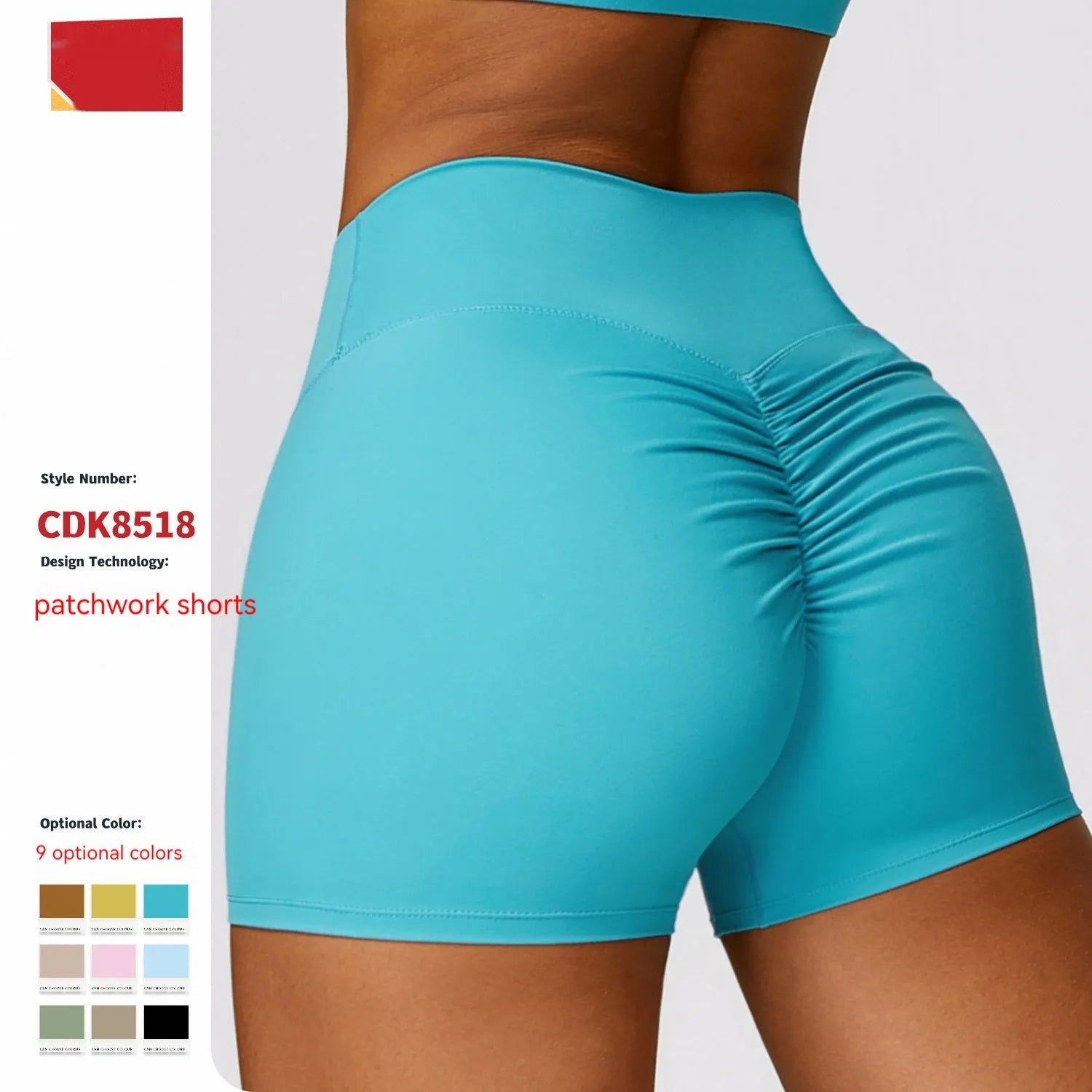 Women's high waist yoga shorts in a nylon blend fabric for belly control during fitness and yoga.