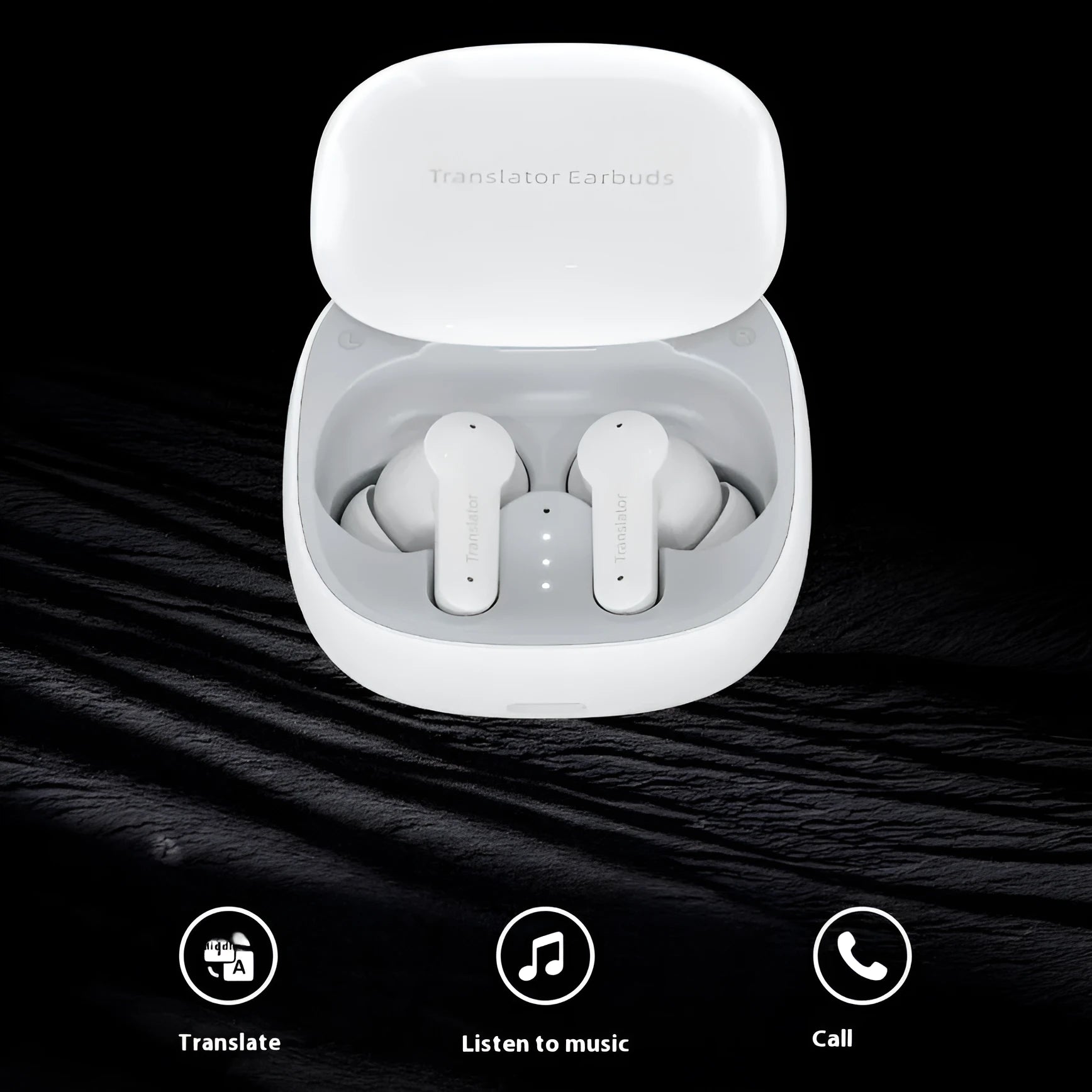 M3 White Bluetooth translation headphones with 144 language support and 35dB noise cancelling