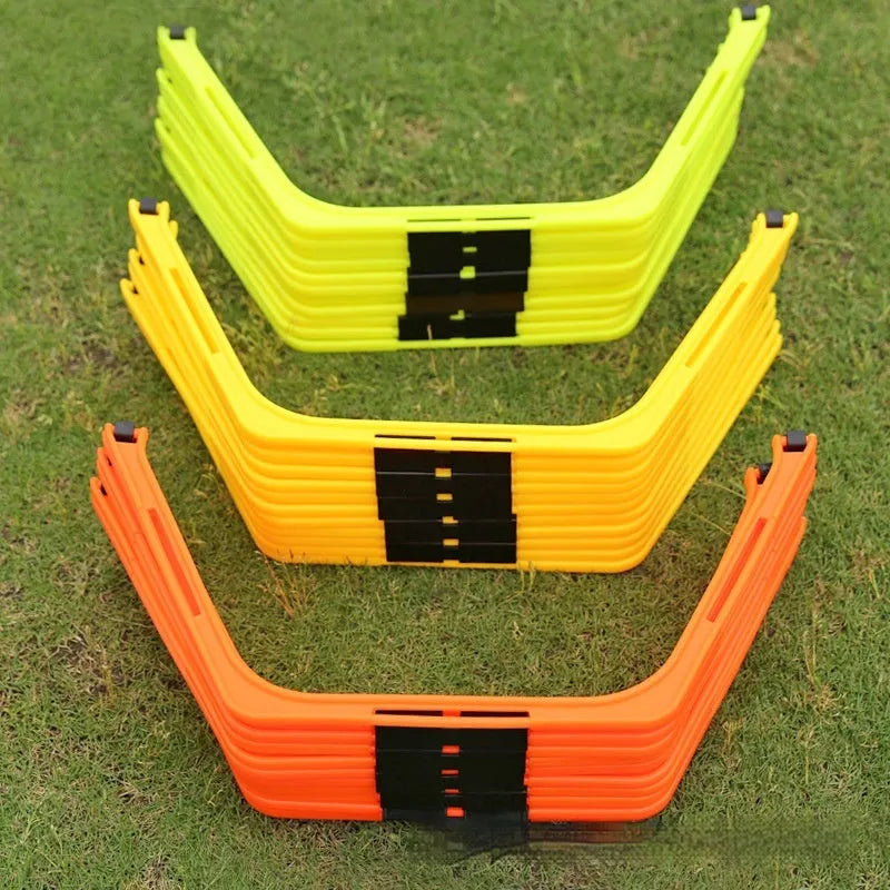 Six foldable hexagon football agility training rings in yellow, green, and orange colours