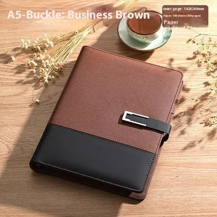 A5 notebook with soft PU leather cover and wood-free paper pages in multiple colour options