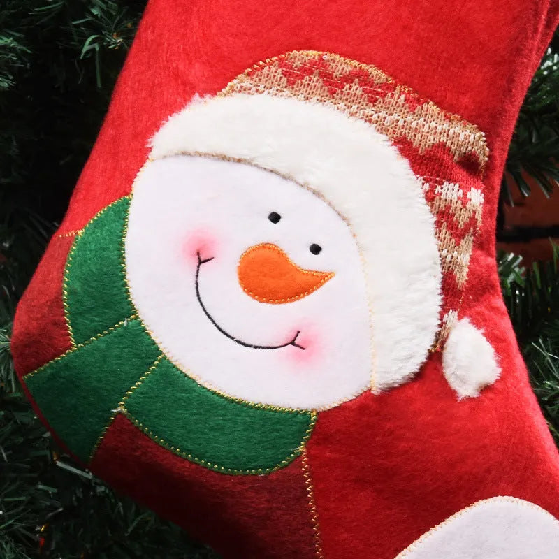 American-style Christmas stockings in non-woven fabric with Elk, Old Man, and Snowman decorative patterns