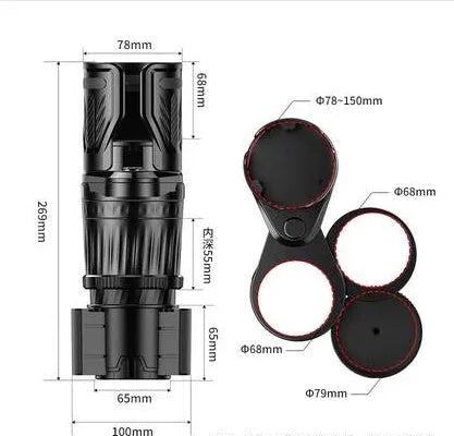 Black carbon fibre adjustable car cup holder with retractable base on a 6.5-10 cm range.