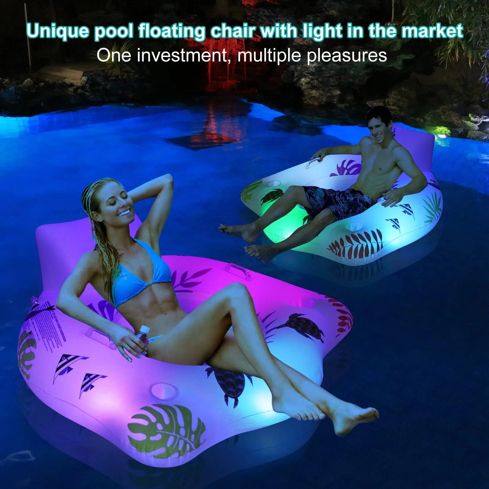 White U-shaped inflatable pool float measuring 120cm diameter