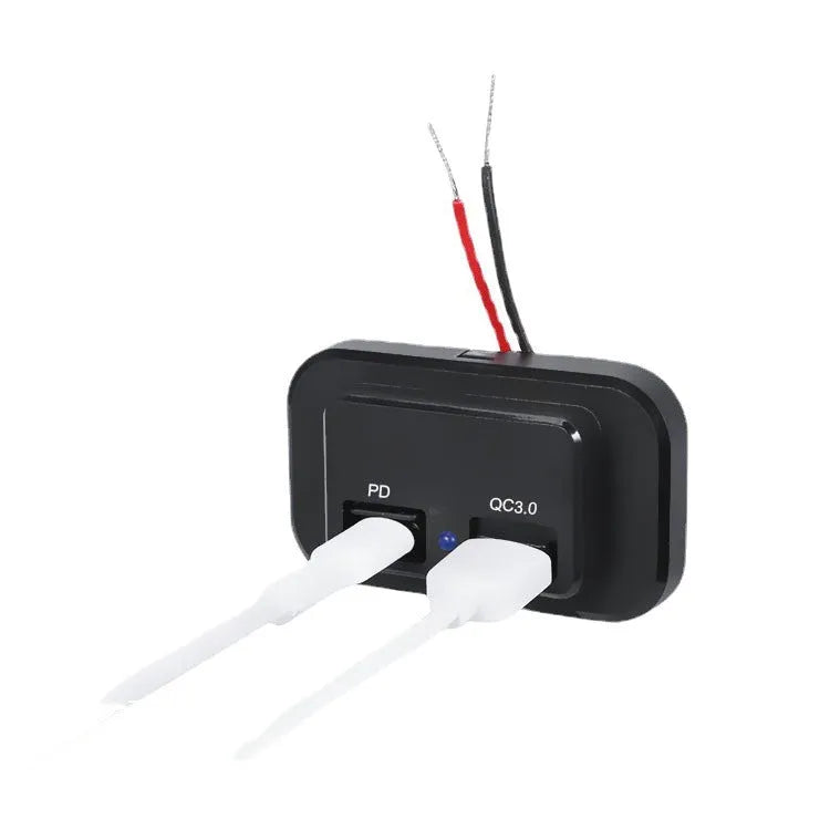 Black car charger with single USB TYPE-C port for QC3.0 and PD fast charging.