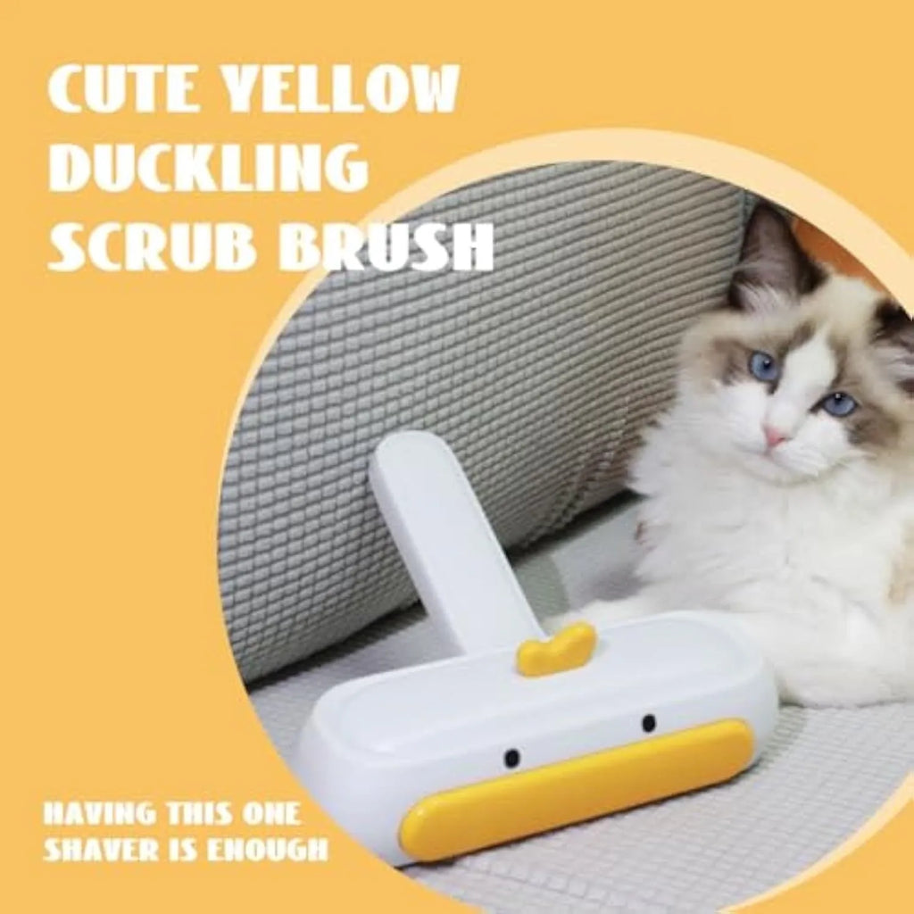 Yellow duck designed portable pet hair remover with polyester bristles for furniture and car seats