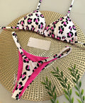 Women's printed bikini swimsuit with nylon quick-drying fabric and cotton lining