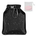 Green bubble net mesh soap bag with dimensions 17cm by 13cm for travel.