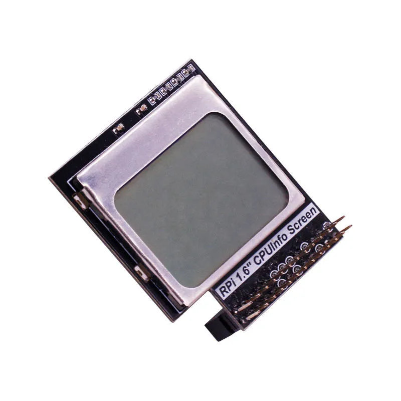 1.6-inch LCD screen module for Raspberry Pi with a backlight switch, displaying CPU info.