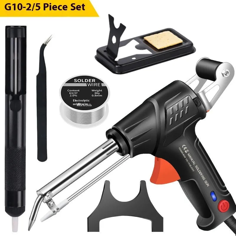 Black G102 outer soldering gun kit with light, 5-piece set in medium standard 205x170mm size