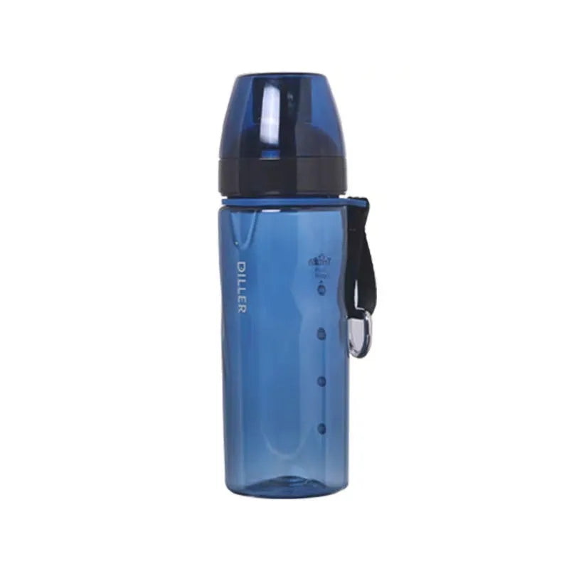 Chinese-style portable water cup with separate tea compartment in blue, red, black and grey colours