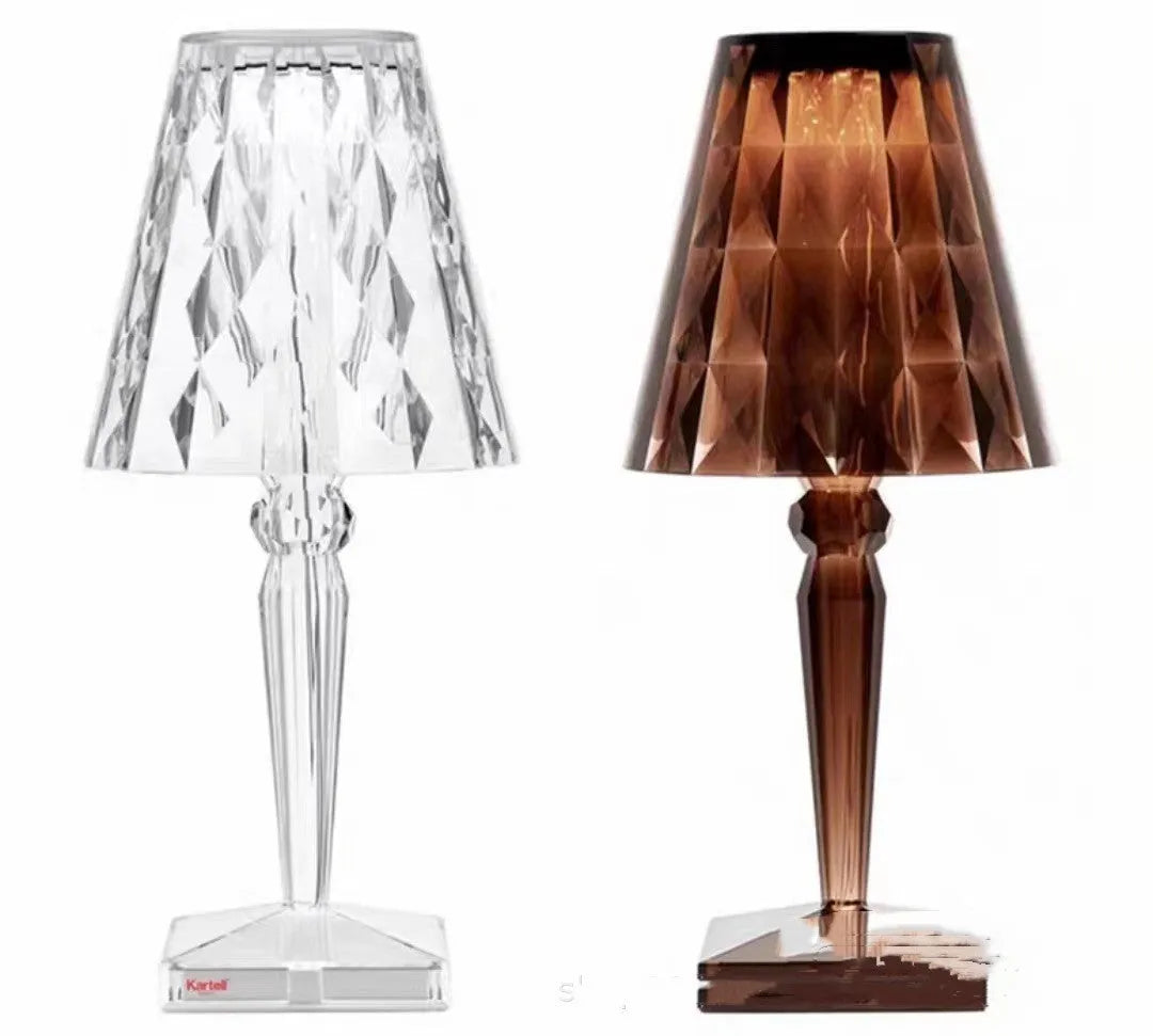 Rose gold portable touch night light with acrylic holder and rechargeable three-colour dimming