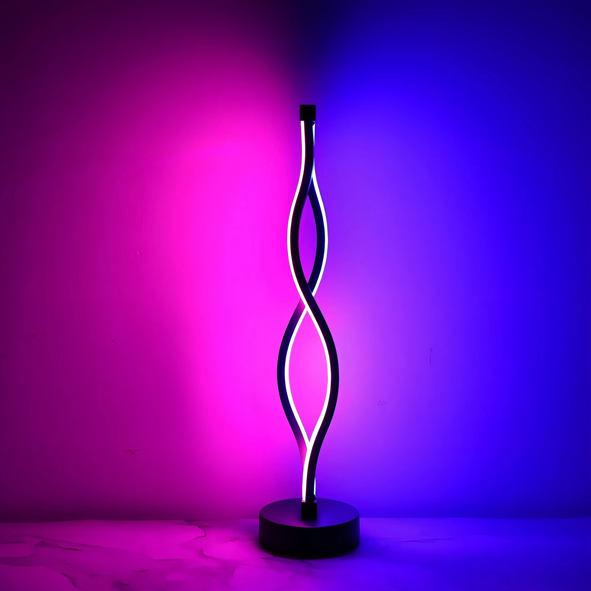 Black aluminium desk lamp with three-colour dimming button on creative modern base