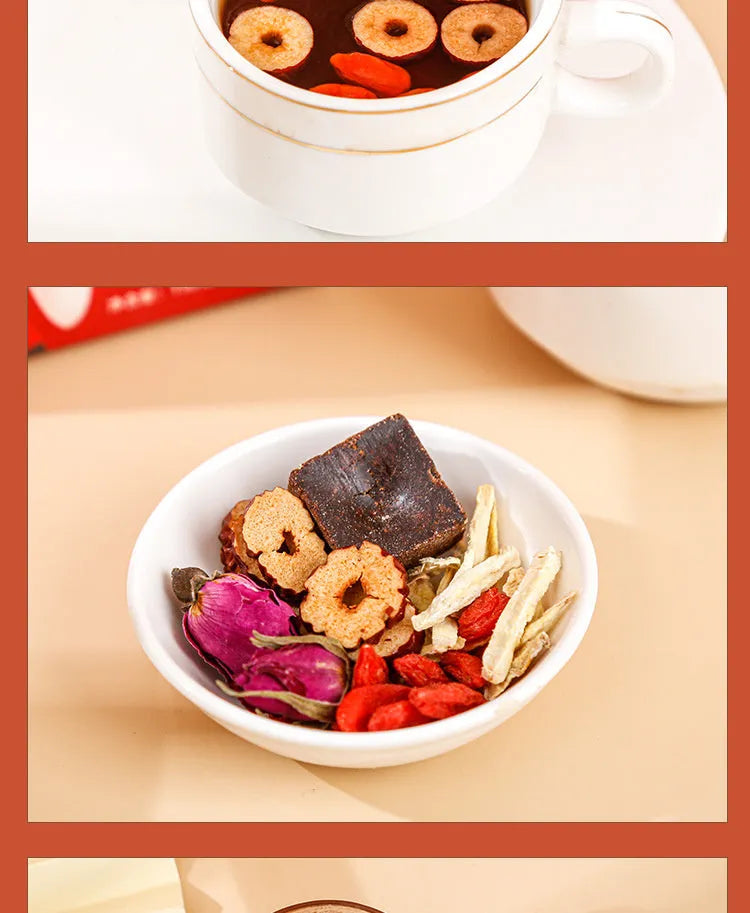 Box of Yuantang ginger and jujube tea containing 150g of herbal tea bags with brown sugar, red dates, and wolfberries