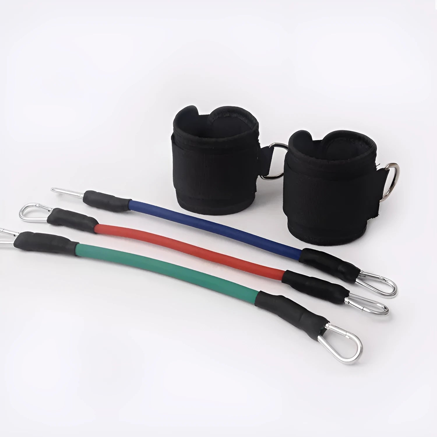 Black rubber Taekwondo training pull rope set for leg resistance exercises