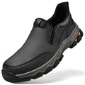 Men's casual leather shoes with round toe and flat heel in black, brown or grey colours