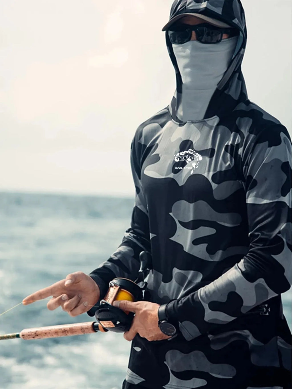 Huk Pursuit long sleeve fishing shirt with mesh side panels and crew neck