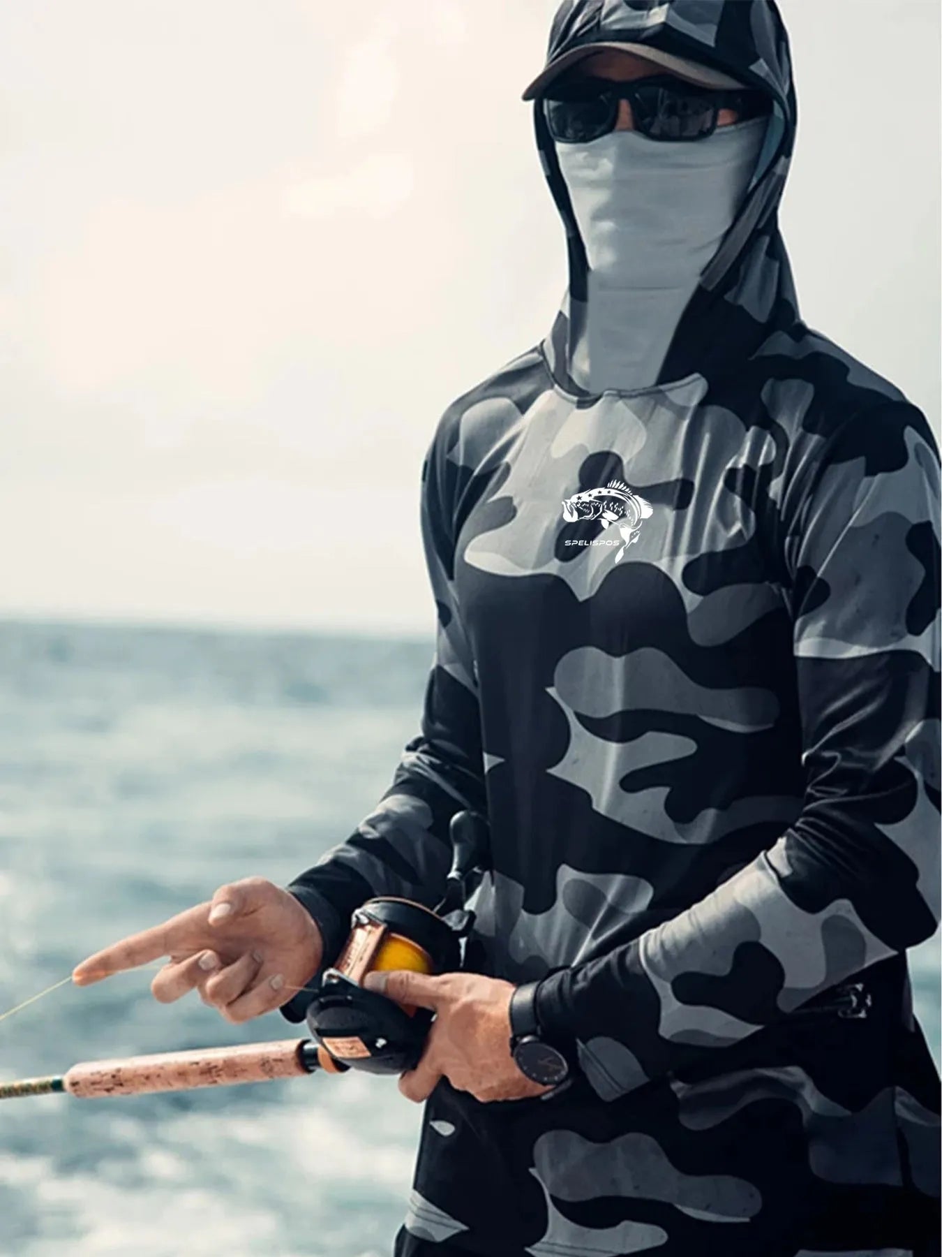 Huk Pursuit long sleeve fishing shirt with mesh side panels and crew neck