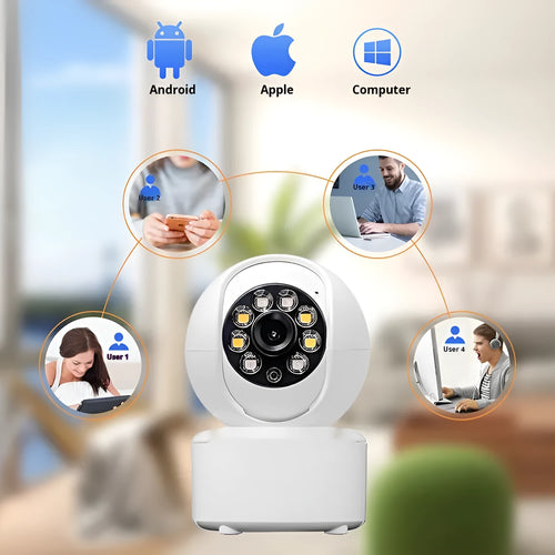 1080p dual-light panorama home security camera with ceiling mount and infrared night vision