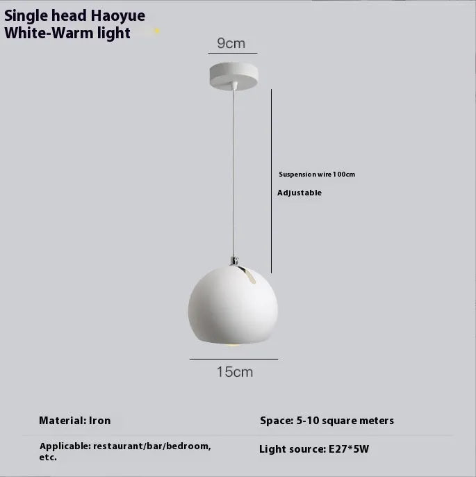 Modern ball chandelier table lamp in moon white or black with single or three-head LED lighting