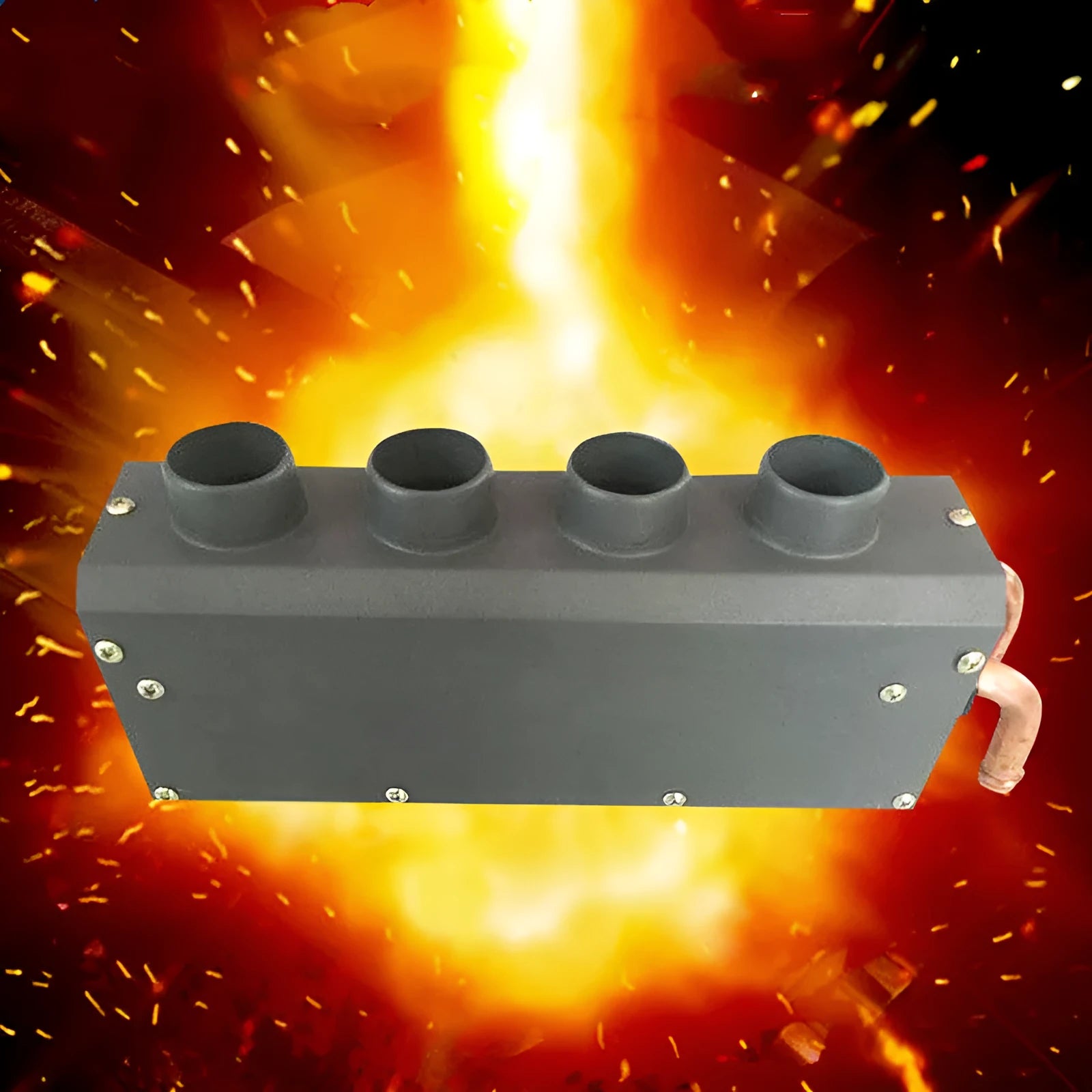 Long small four hole copper pipe body car heater metal casing 12V 24V manual control unit