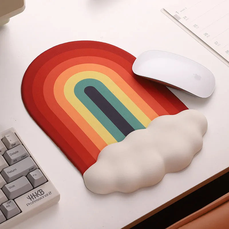 Silica gel wrist support mouse pad and keyboard support set with cloud pattern design