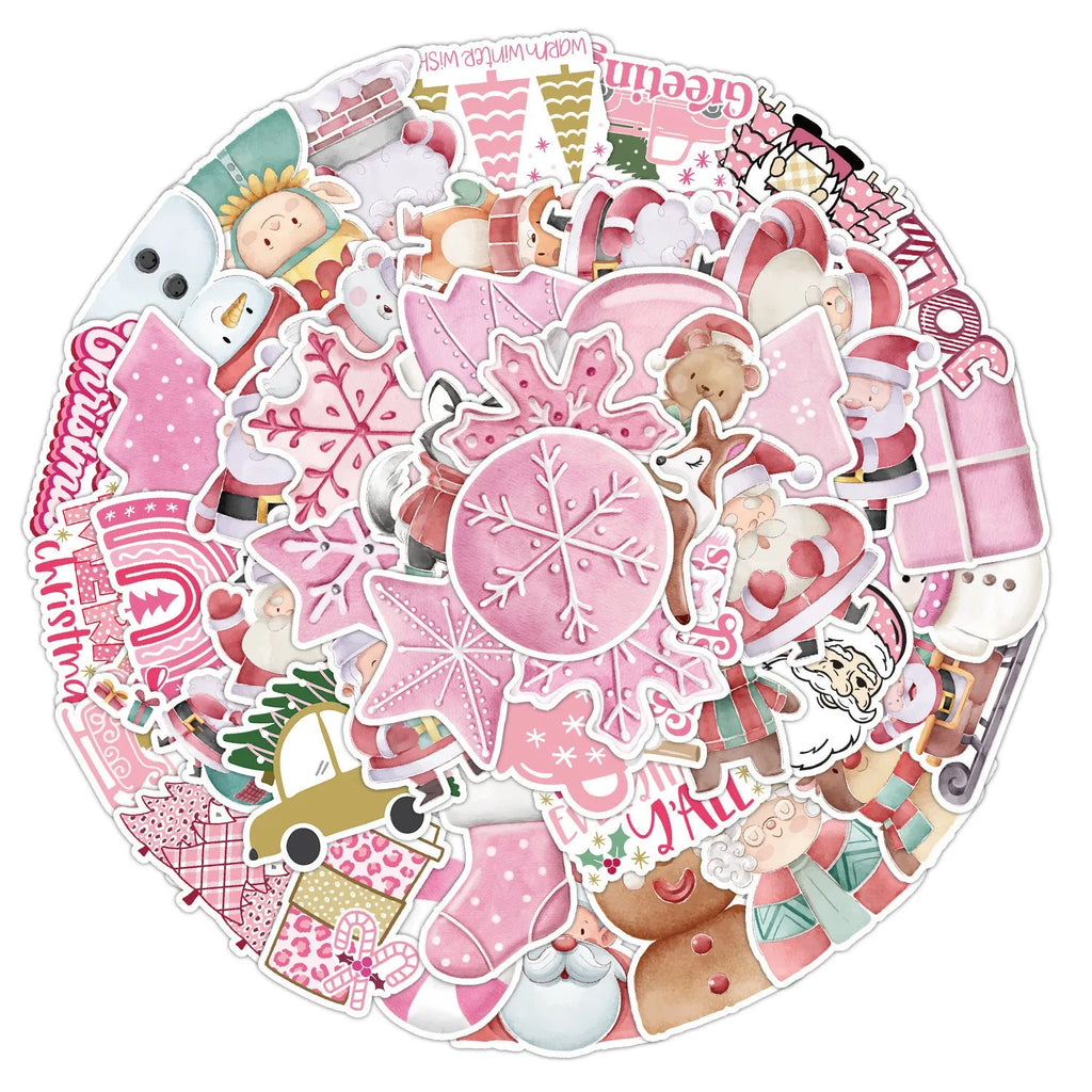 50 Christmas waterproof stickers in cute designs for car phone computer guitar notebook decoration