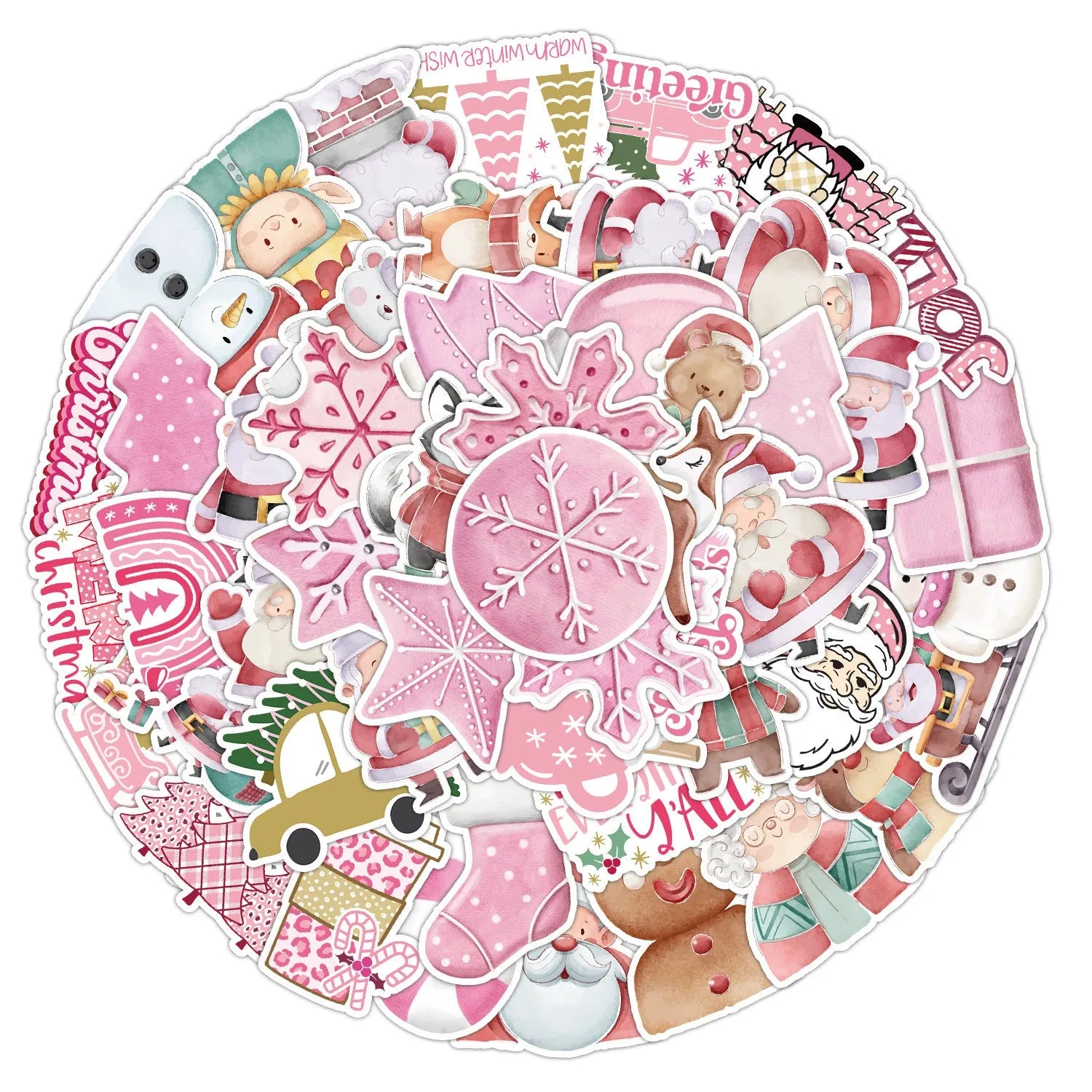 50 Christmas waterproof stickers in cute designs for car phone computer guitar notebook decoration