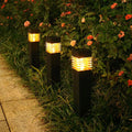 Square solar-powered lawn ground lamp for outdoor garden lighting.