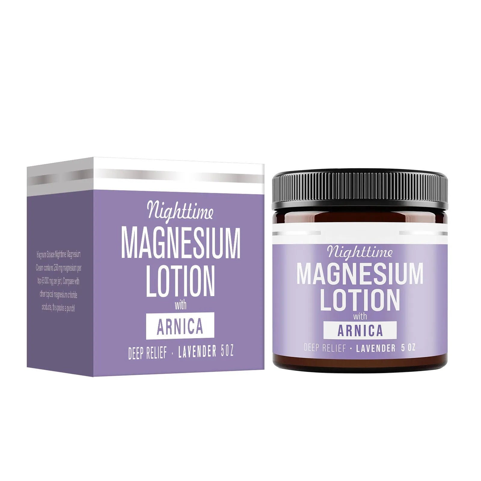 Magnesium body butter cream in 150ml container with shea butter and grape seed oil ingredients