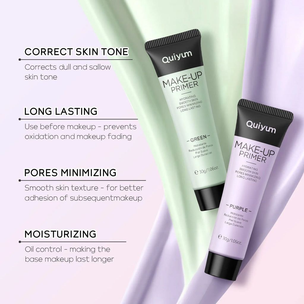 30g tube of colour-correcting makeup primer in purple, pink, and green shades