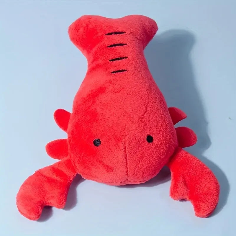 Red squeaky lobster stuffed dog toy measuring 12.5 cm with crab lobster design for small medium dogs