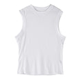 Men's white and black polyester sports vest for fitness with loose fit and quick-dry fabric